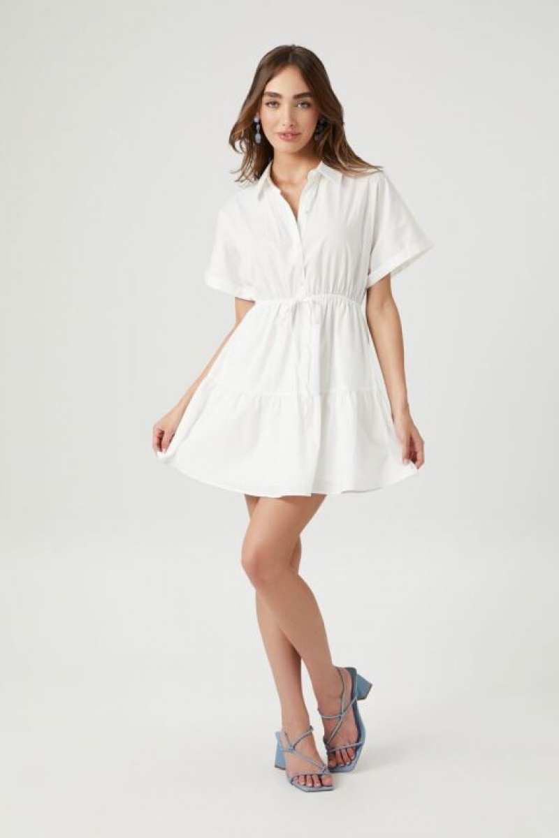 Vestido Forever 21 Tiered Poplin Mujer Blancas | ThJXZZApCbb