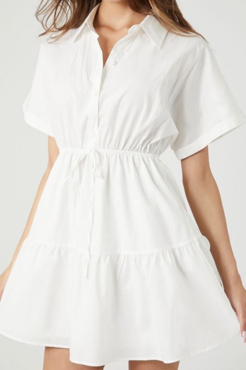 Vestido Forever 21 Tiered Poplin Mujer Blancas | ThJXZZApCbb