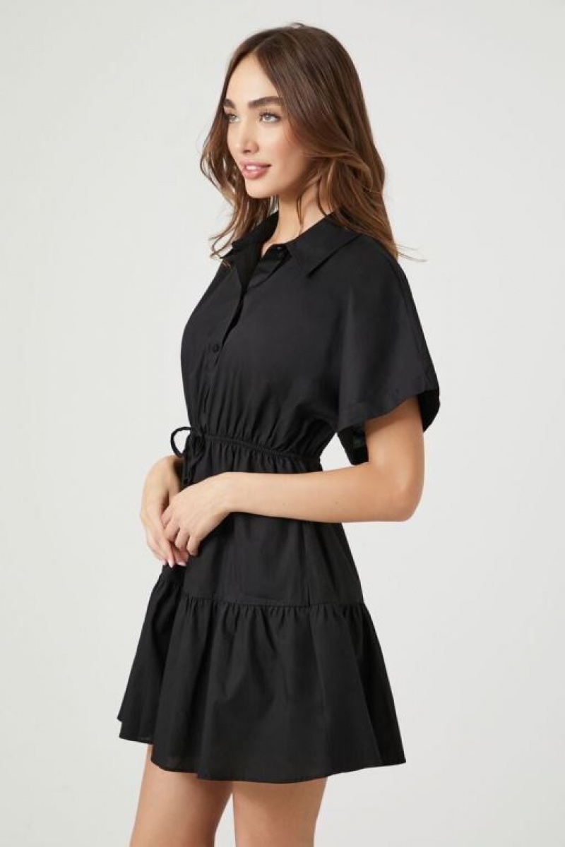 Vestido Forever 21 Tiered Poplin Mujer Negras | j2MB8pIcCJU