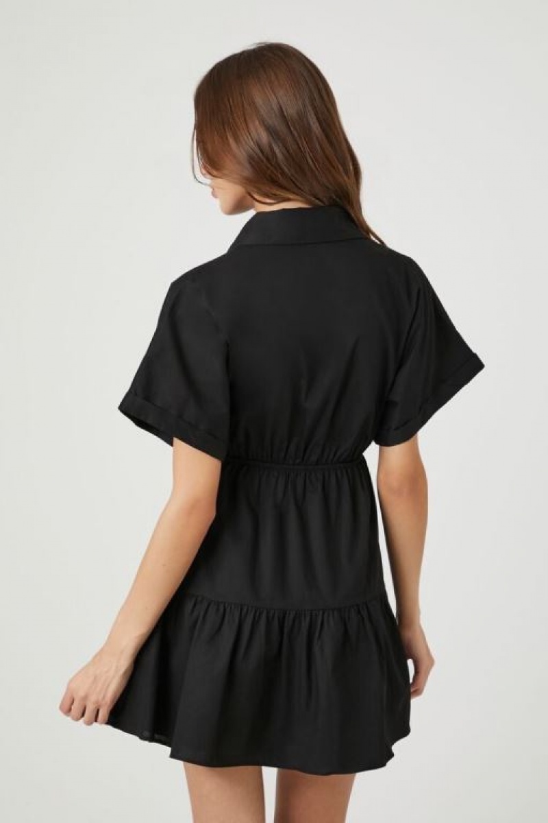 Vestido Forever 21 Tiered Poplin Mujer Negras | j2MB8pIcCJU