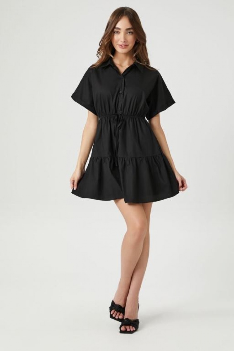 Vestido Forever 21 Tiered Poplin Mujer Negras | j2MB8pIcCJU