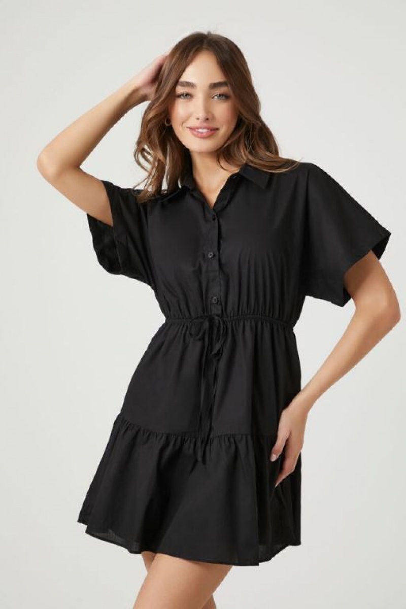 Vestido Forever 21 Tiered Poplin Mujer Negras | j2MB8pIcCJU