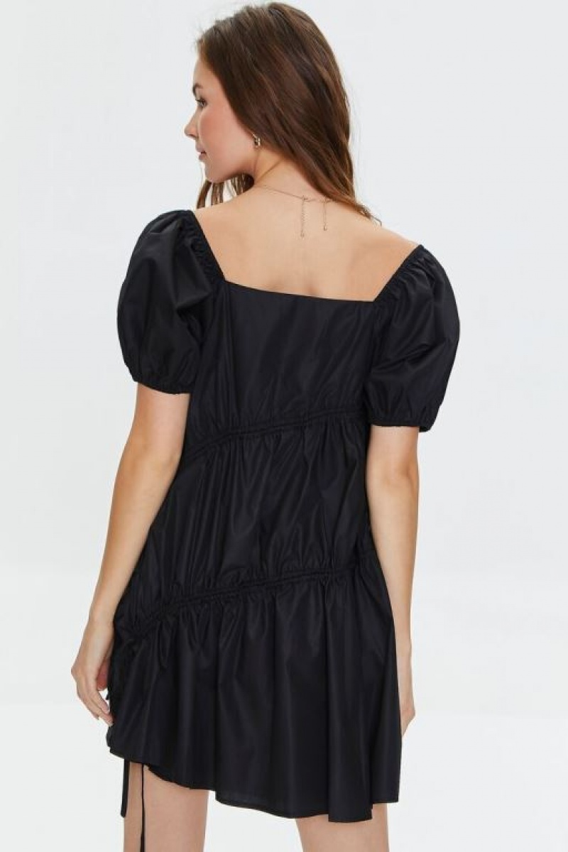 Vestido Forever 21 Tiered Puff Sleeve Mini Mujer Negras | Tv9nRSleIGM