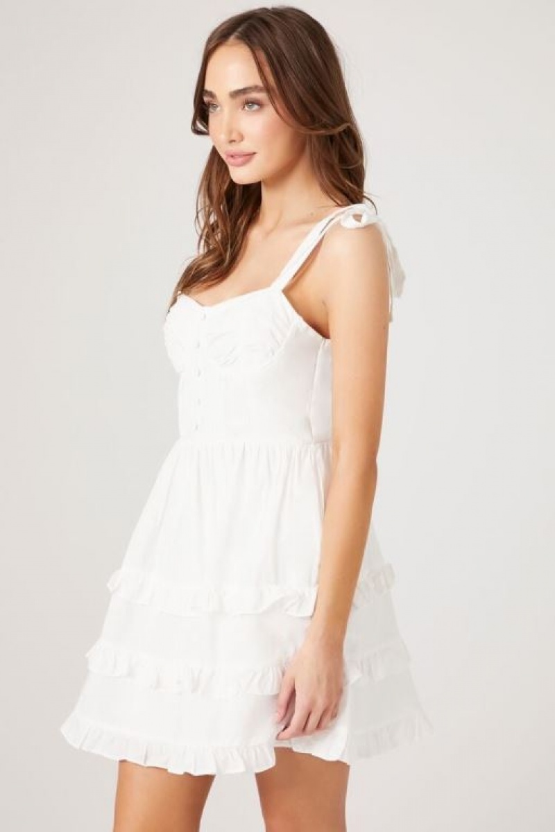 Vestido Forever 21 Tiered Ruffle Bustier Mini Mujer Blancas | tEZh7Z2sXDK