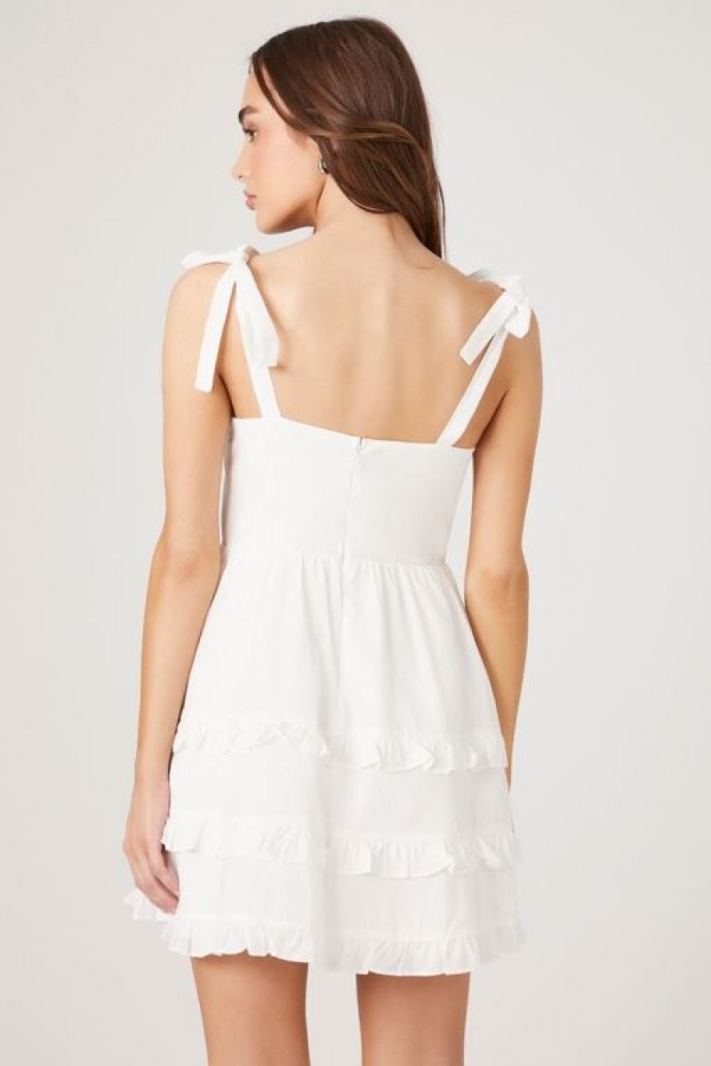 Vestido Forever 21 Tiered Ruffle Bustier Mini Mujer Blancas | tEZh7Z2sXDK