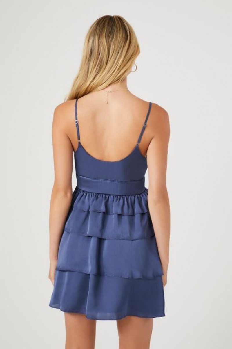 Vestido Forever 21 Tiered Satin Babydoll Mujer Azul Marino | goFhgHPWv4c