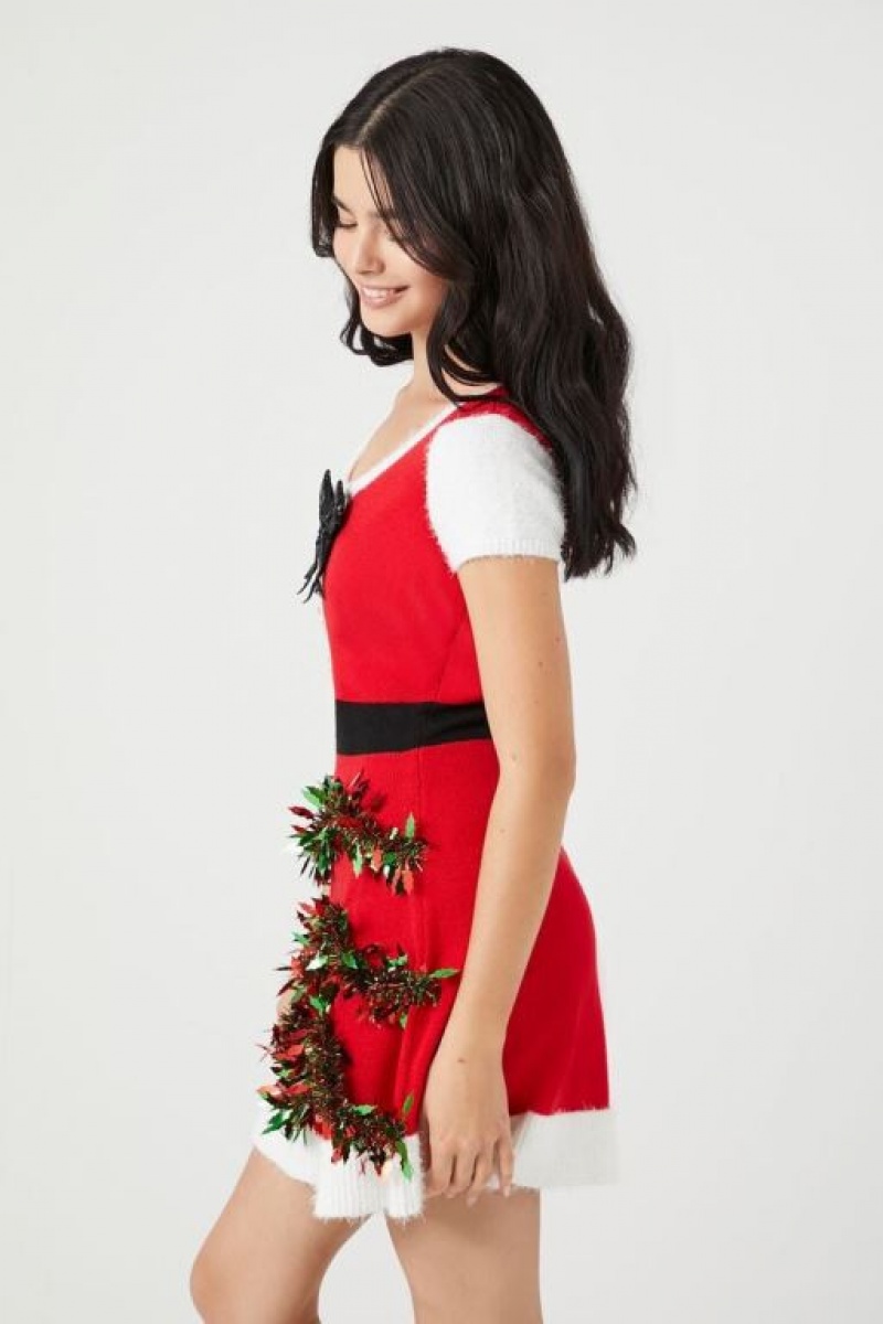 Vestido Forever 21 Tinsel Garland Santa Mini Mujer Rojas Multicolor | 5YTQ5BixP4b