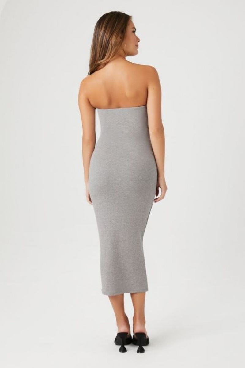 Vestido Forever 21 Tube Bodycon Midi Mujer Gris Oscuro | HURkTkUG5Sd