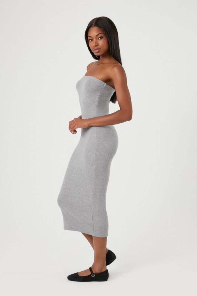 Vestido Forever 21 Tube Bodycon Midi Mujer Gris | VpS6L1b4b0N