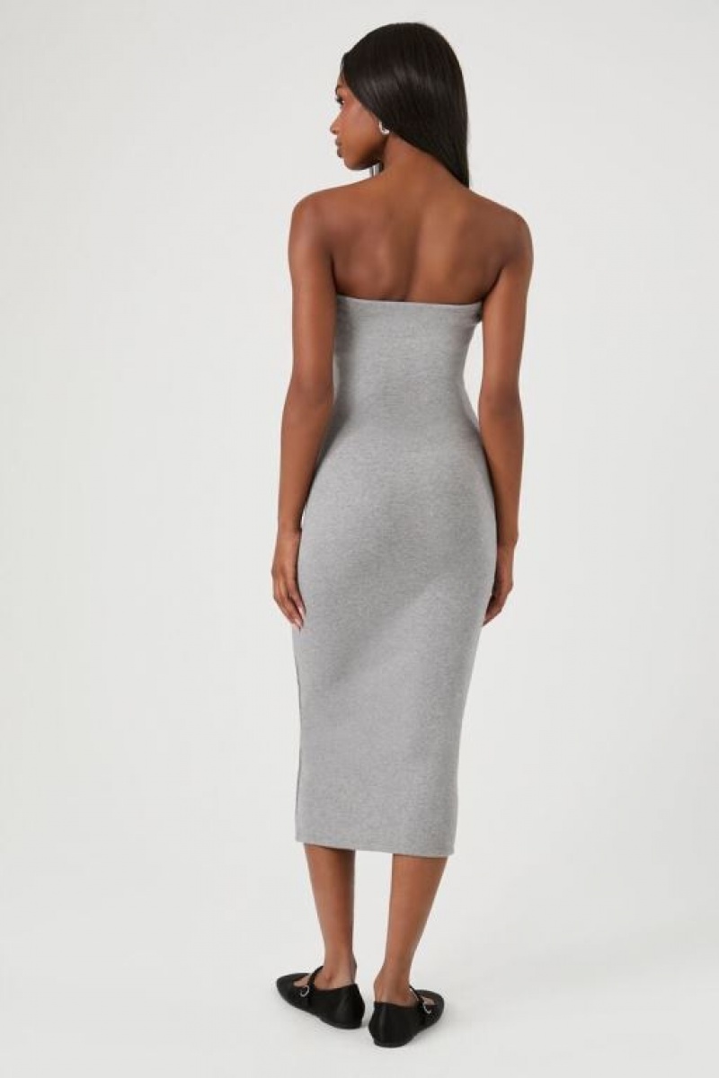 Vestido Forever 21 Tube Bodycon Midi Mujer Gris | VpS6L1b4b0N