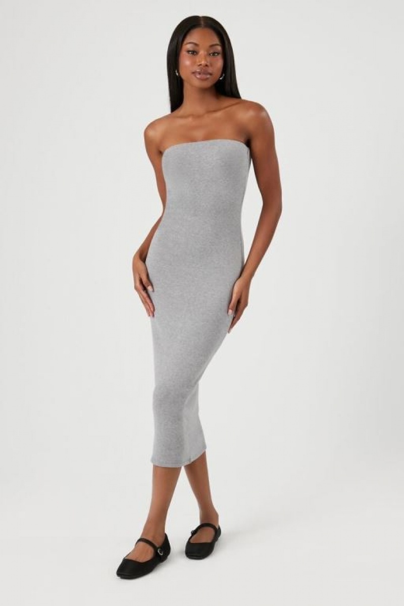 Vestido Forever 21 Tube Bodycon Midi Mujer Gris | VpS6L1b4b0N