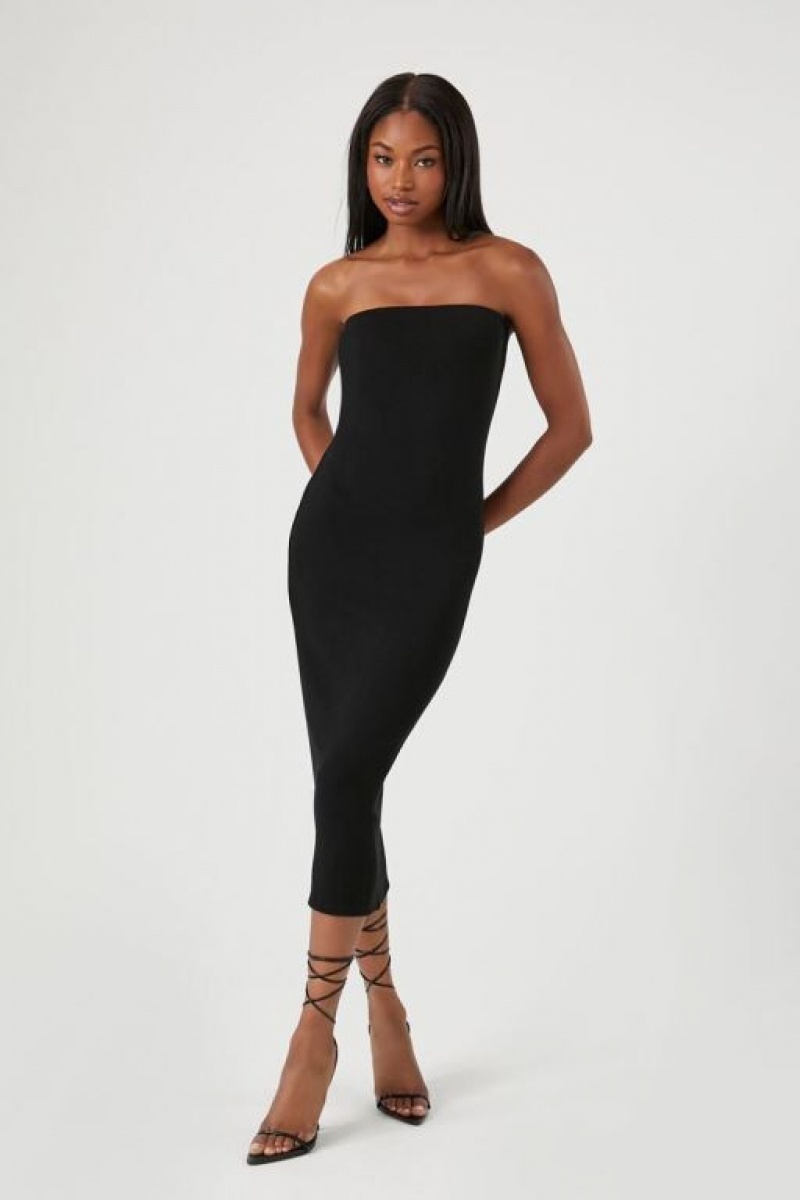 Vestido Forever 21 Tube Bodycon Midi Mujer Negras | SLxQdvcboTV