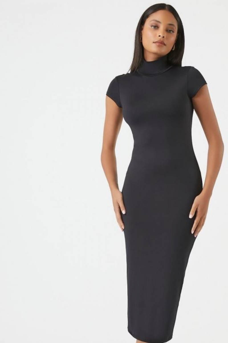 Vestido Forever 21 Turtleneck Bodycon Contour Midi Mujer Negras | w6V8QZWMdht