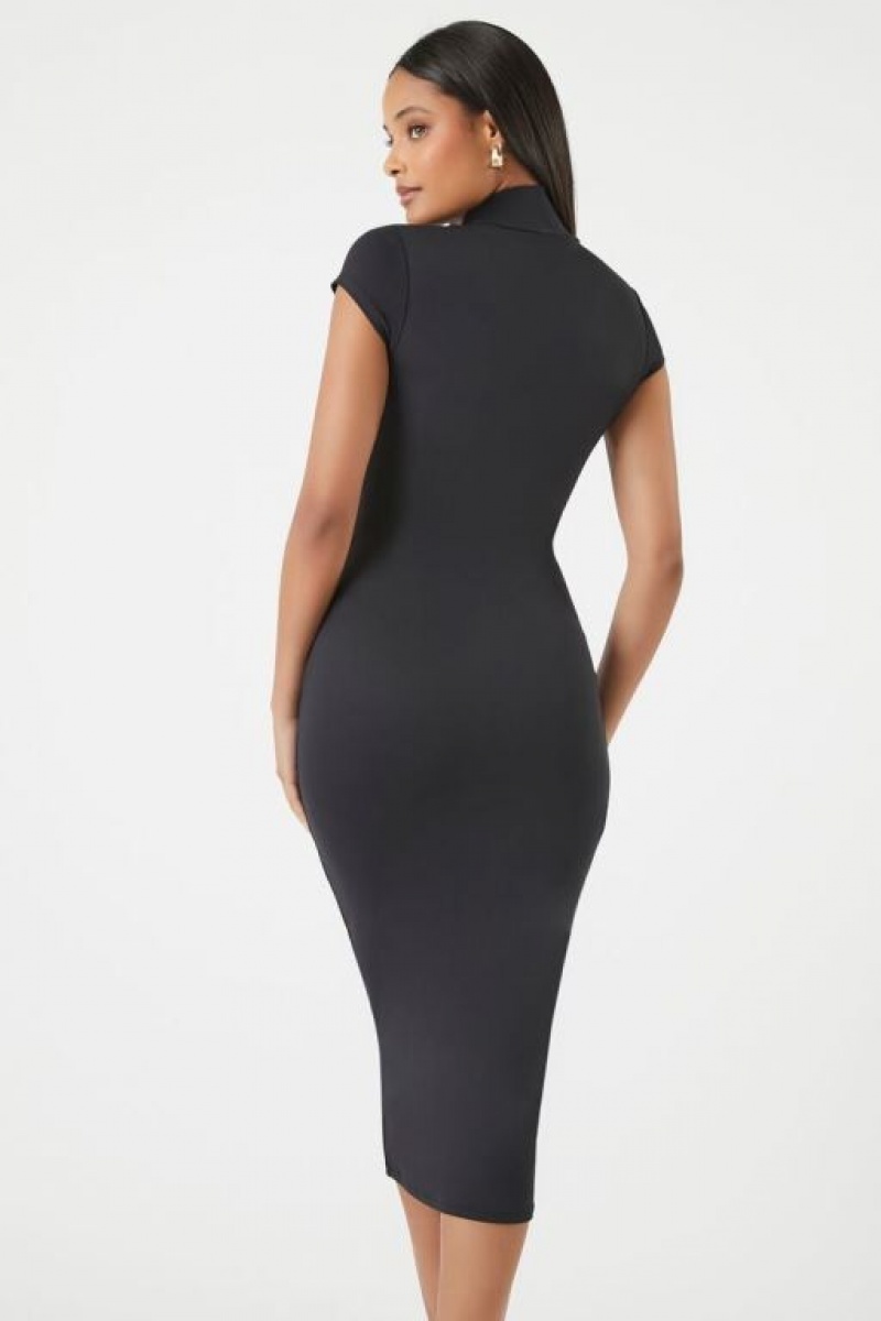 Vestido Forever 21 Turtleneck Bodycon Contour Midi Mujer Negras | w6V8QZWMdht