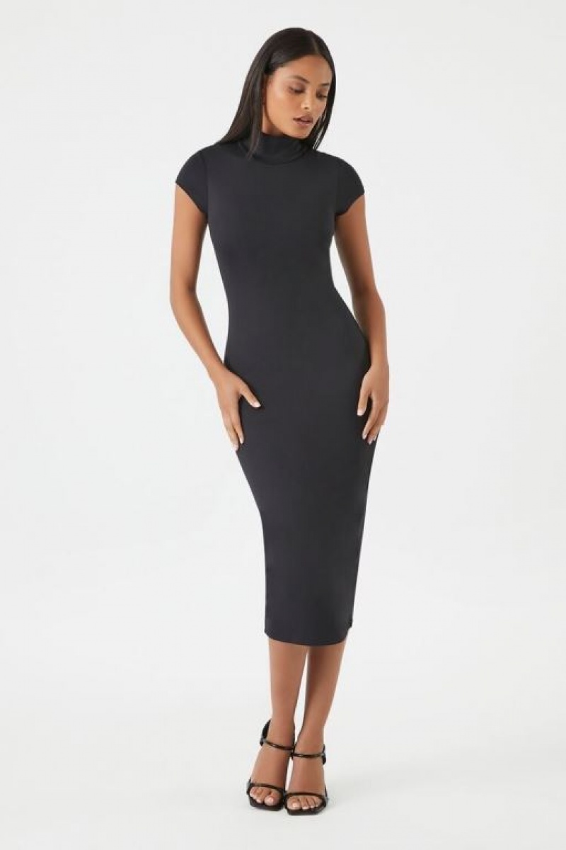 Vestido Forever 21 Turtleneck Bodycon Contour Midi Mujer Negras | w6V8QZWMdht