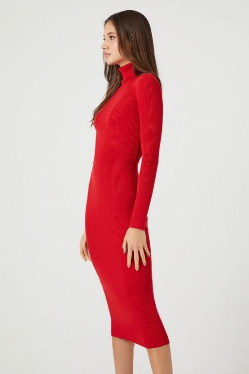 Vestido Forever 21 Turtleneck Bodycon Midi Mujer Rojas | xLlHrW8RV27