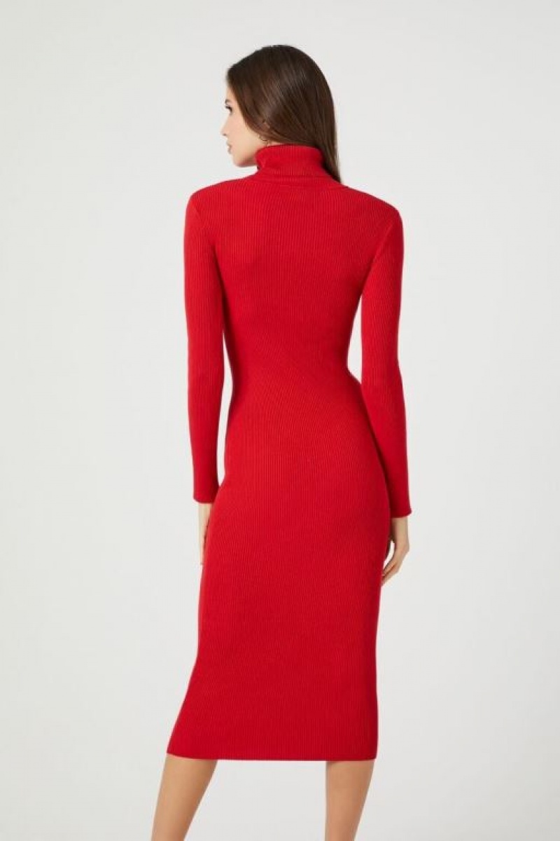 Vestido Forever 21 Turtleneck Bodycon Midi Mujer Rojas | xLlHrW8RV27