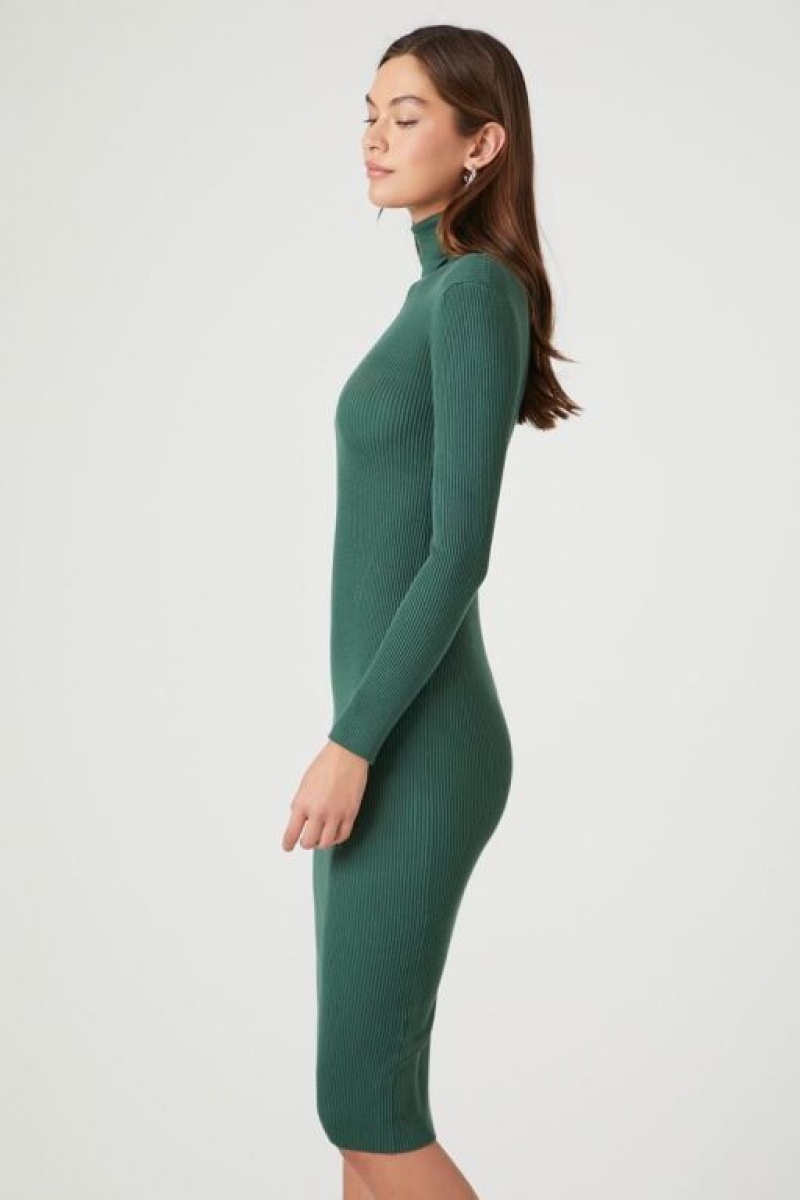 Vestido Forever 21 Turtleneck Bodycon Midi Mujer Verde | kHCY69019KE