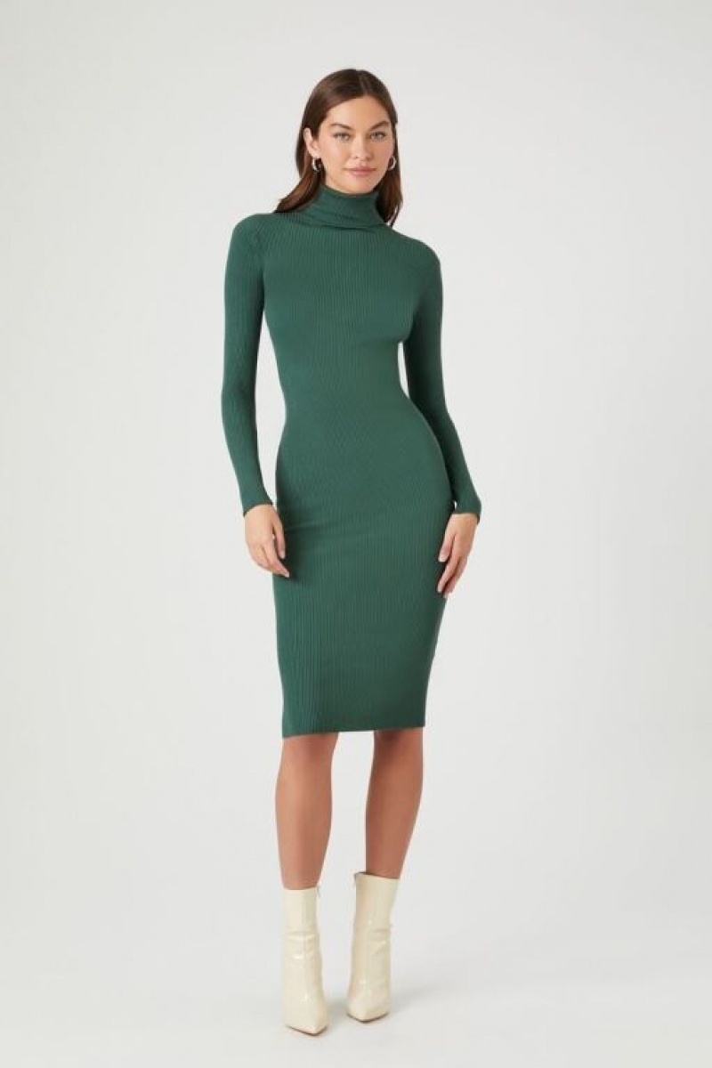 Vestido Forever 21 Turtleneck Bodycon Midi Mujer Verde | kHCY69019KE