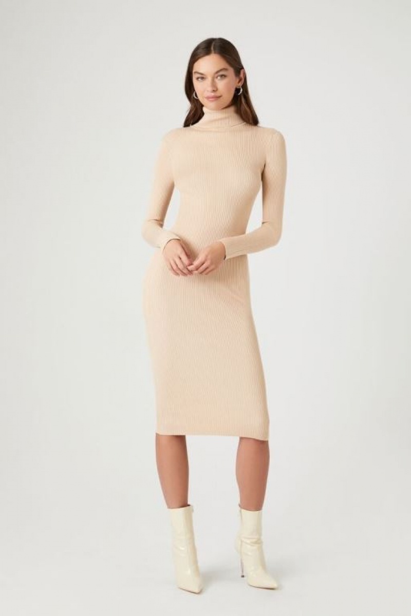 Vestido Forever 21 Turtleneck Bodycon Midi Mujer Gris Marrones | mlqPfpNdUsr