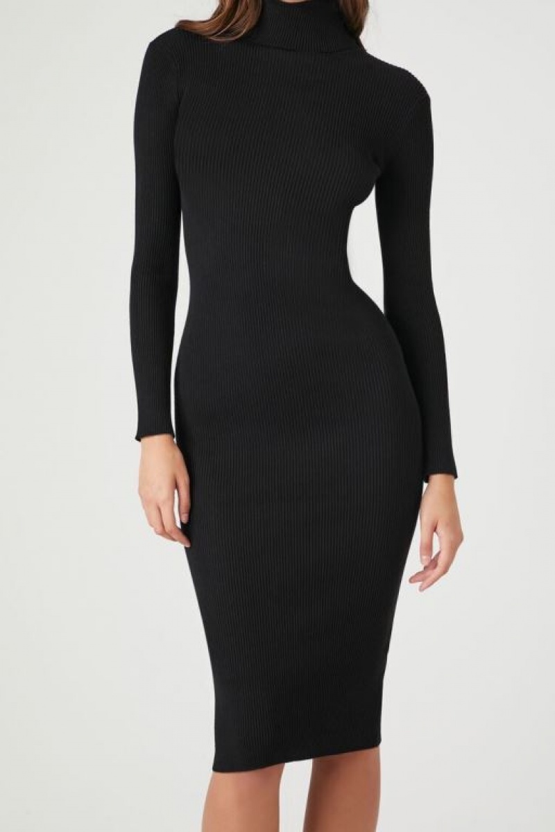 Vestido Forever 21 Turtleneck Bodycon Midi Mujer Negras | sGtAMdaPh0Q