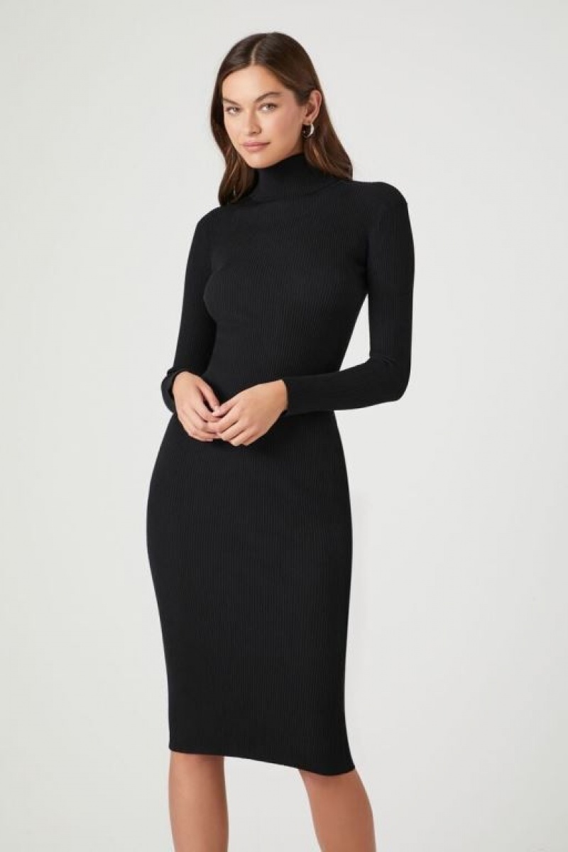 Vestido Forever 21 Turtleneck Bodycon Midi Mujer Negras | sGtAMdaPh0Q