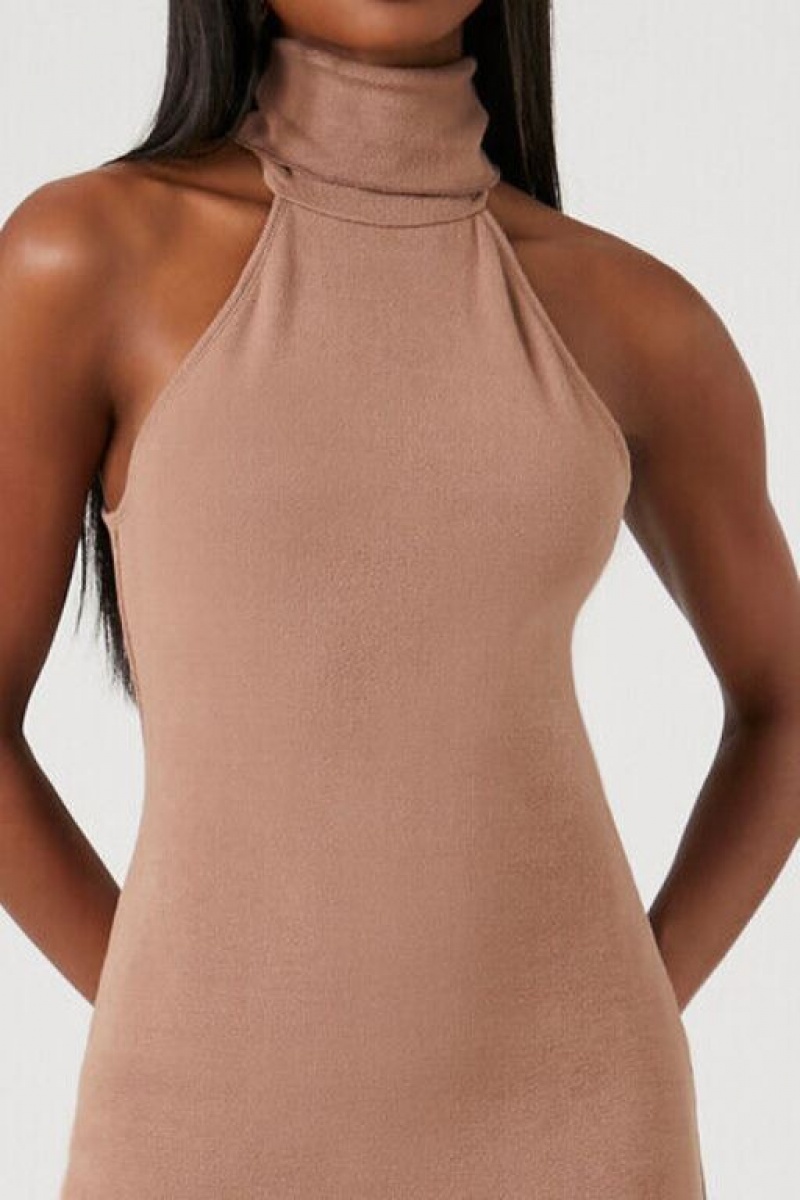 Vestido Forever 21 Turtleneck Bodycon Midi Mujer Gris Marrones | 6Jq2lDRXtw8