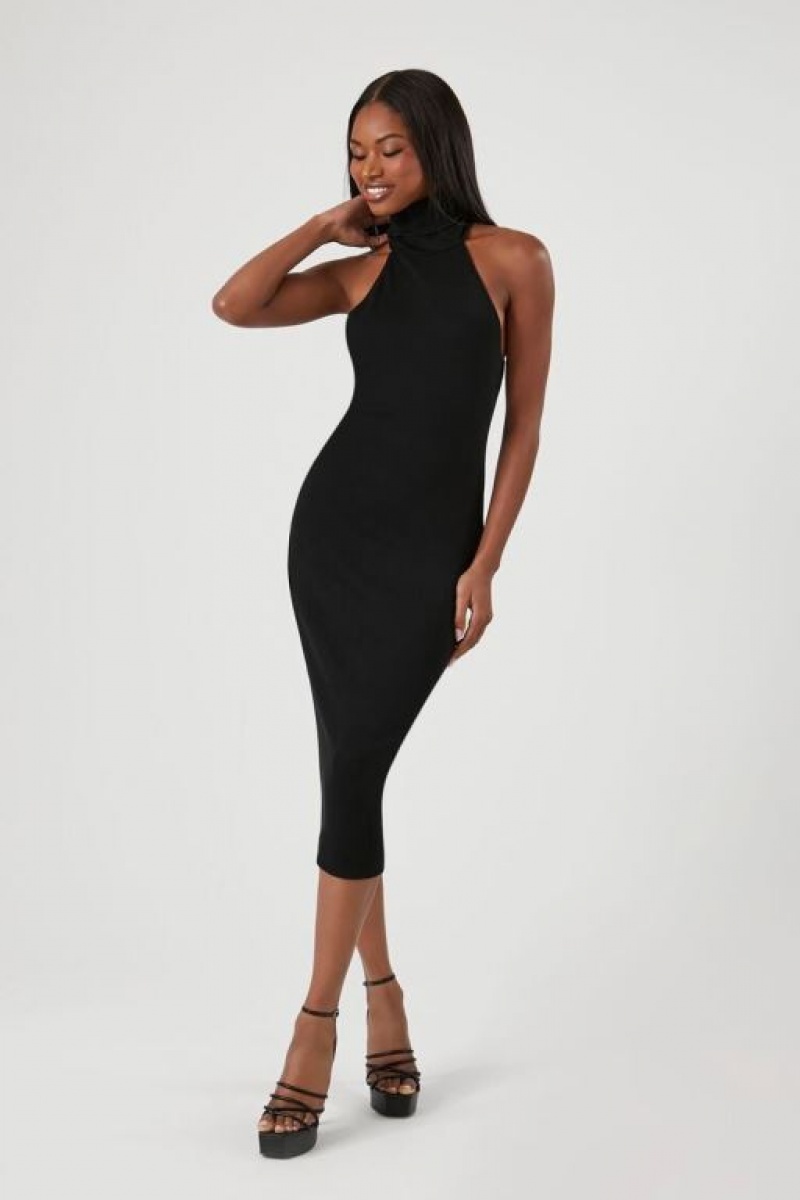 Vestido Forever 21 Turtleneck Bodycon Midi Mujer Negras | P1MYCnGm1vN