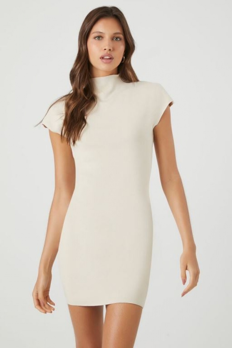 Vestido Forever 21 Turtleneck Cap Sleeve Mujer Birch | 96s1c9M4Tgn