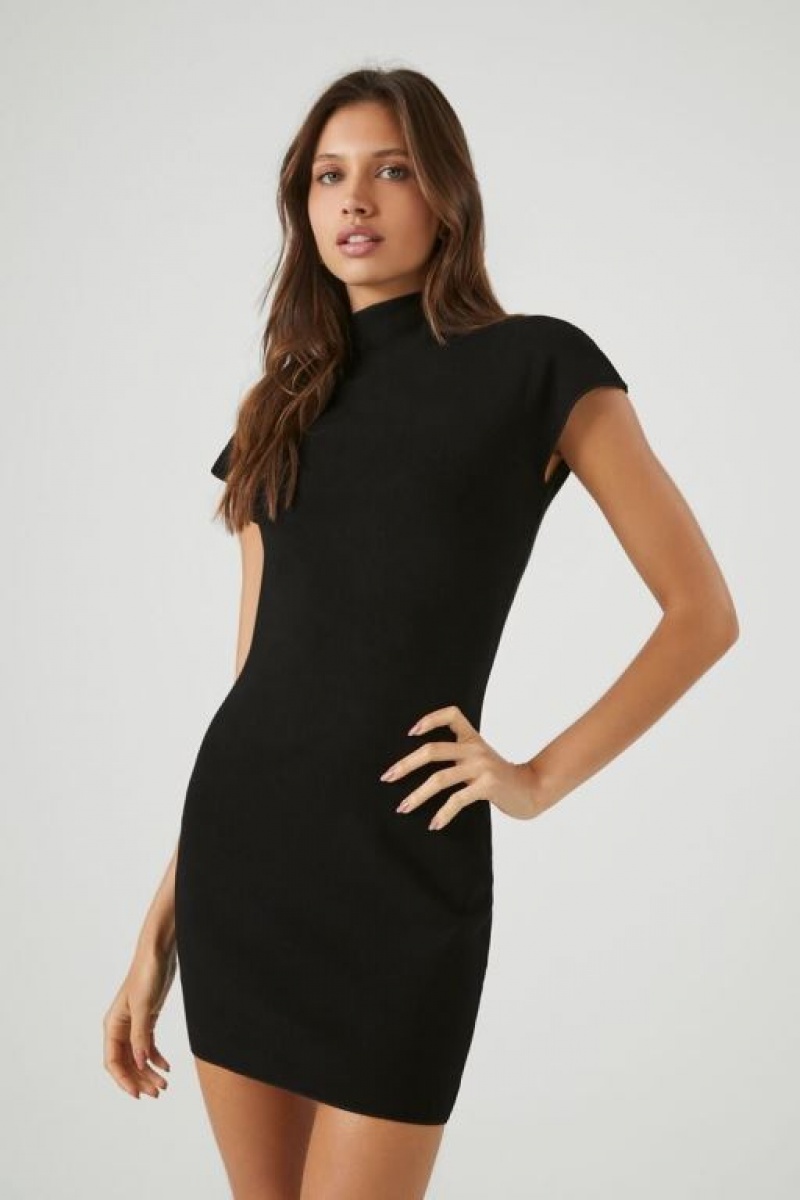 Vestido Forever 21 Turtleneck Cap Sleeve Mujer Negras | YODJpOGNHop