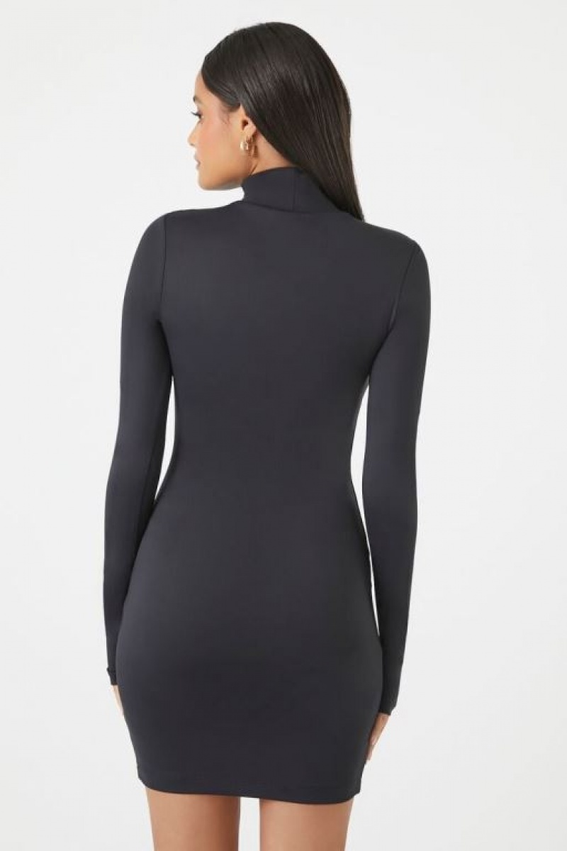 Vestido Forever 21 Turtleneck Contour Mini Mujer Negras | K73b5T8qhfo