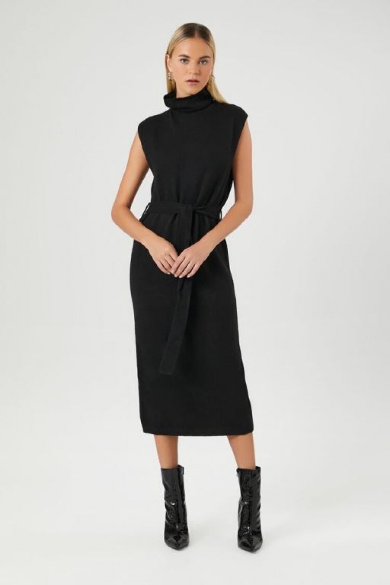 Vestido Forever 21 Turtleneck Midi Mujer Negras | 0NJFyJmBZ9w