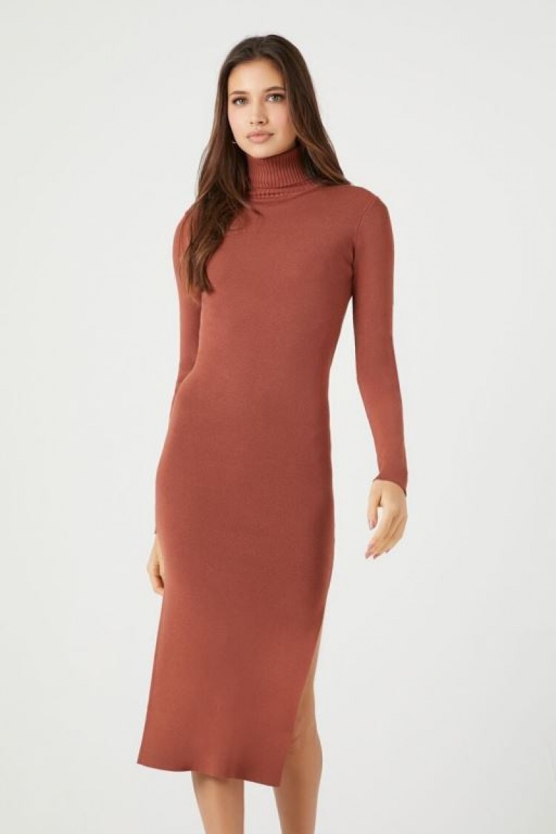 Vestido Forever 21 Turtleneck Midi Mujer Walnut | yjsCThrc9Cg