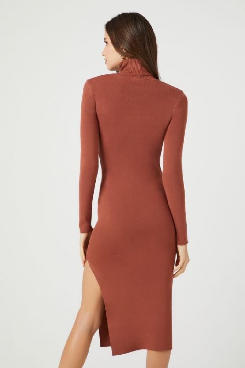 Vestido Forever 21 Turtleneck Midi Mujer Walnut | yjsCThrc9Cg