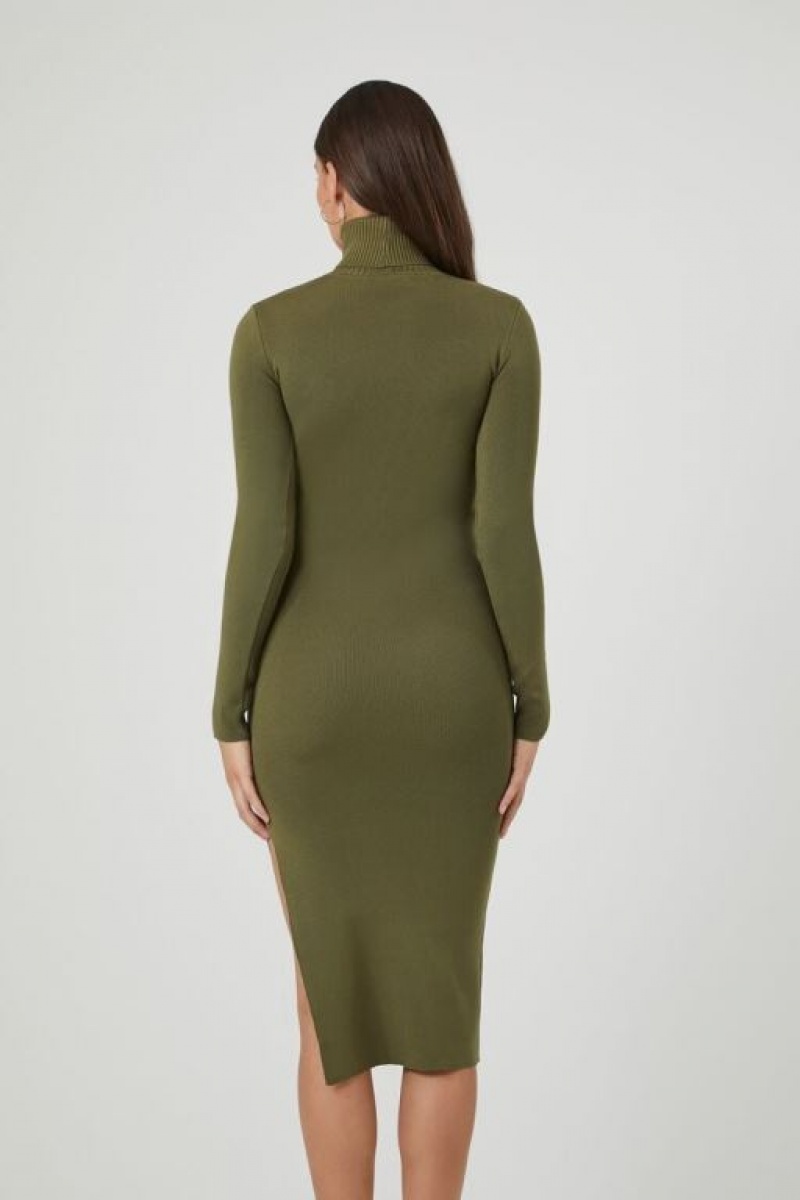 Vestido Forever 21 Turtleneck Midi Mujer Gris Verde | LuLqzZEz93F