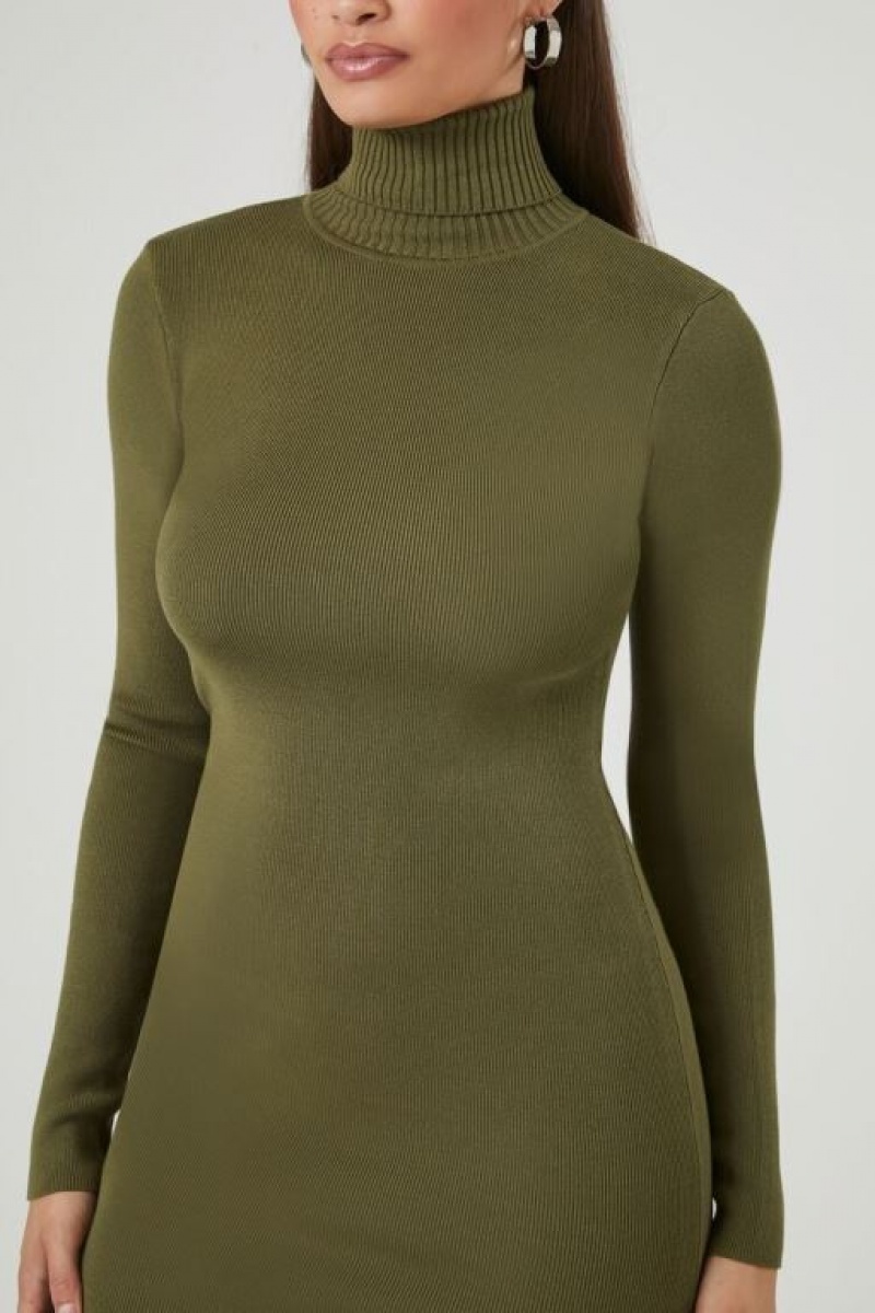 Vestido Forever 21 Turtleneck Midi Mujer Gris Verde | LuLqzZEz93F