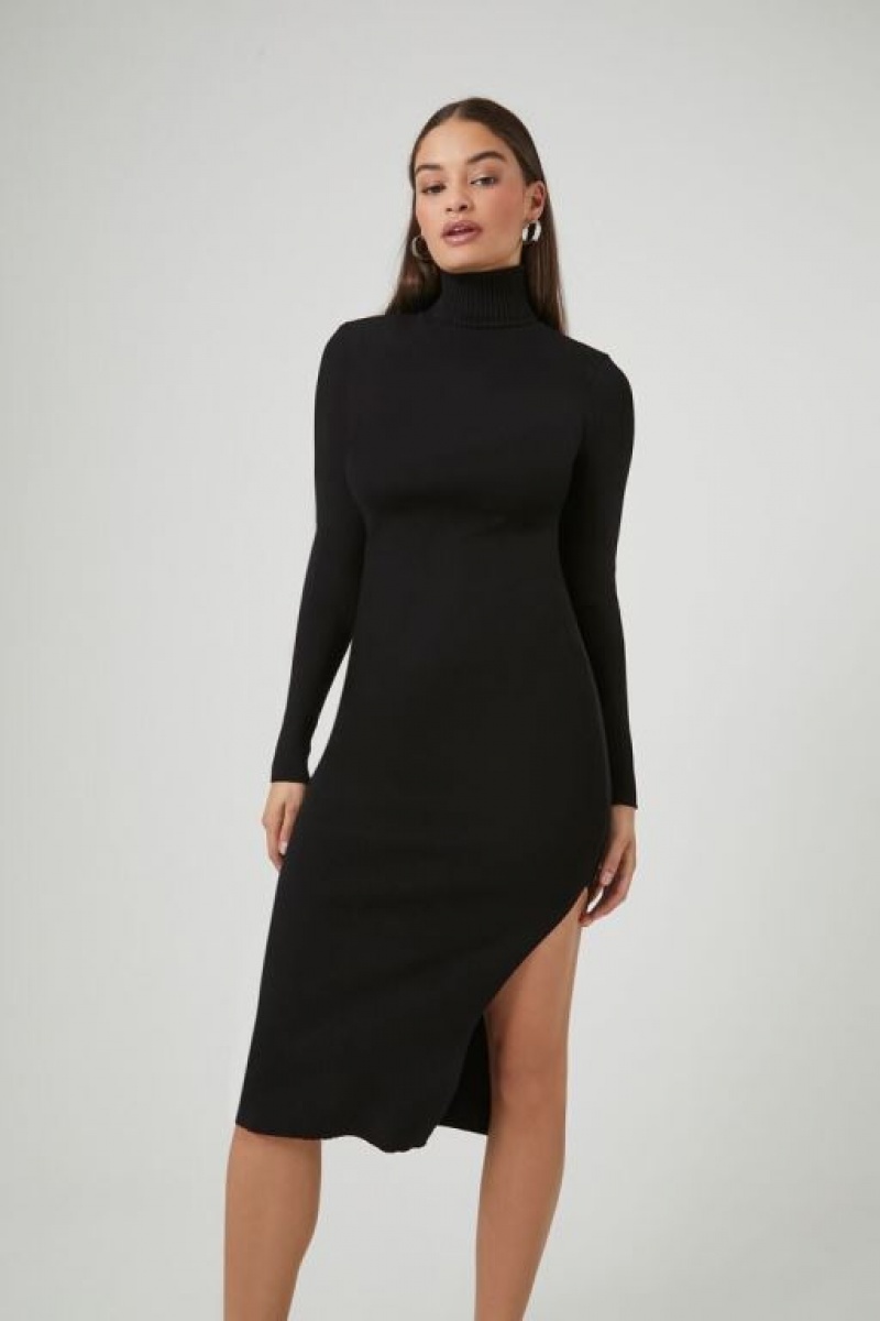 Vestido Forever 21 Turtleneck Midi Mujer Negras | A6OgBCeBch7