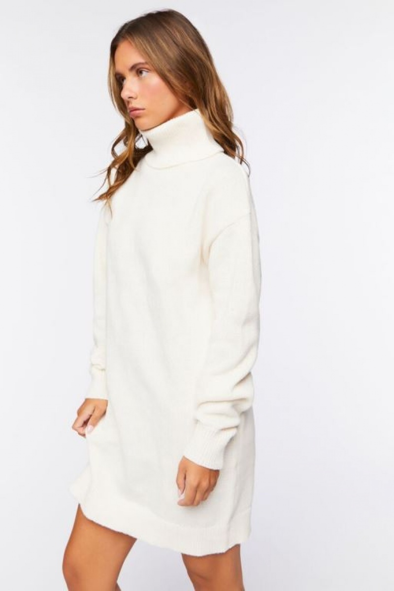 Vestido Forever 21 Turtleneck Mini Mujer Blancas | P7M9vPVbdSO