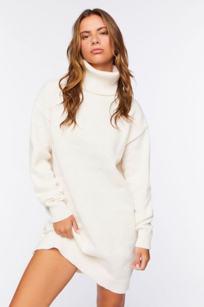 Vestido Forever 21 Turtleneck Mini Mujer Blancas | P7M9vPVbdSO