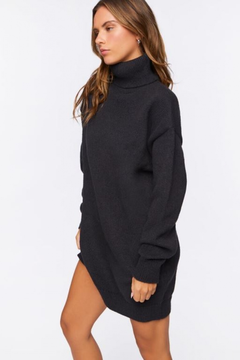 Vestido Forever 21 Turtleneck Mini Mujer Negras | haNfNjqlkJK