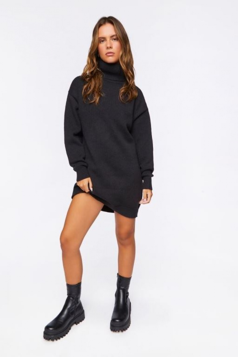 Vestido Forever 21 Turtleneck Mini Mujer Negras | haNfNjqlkJK