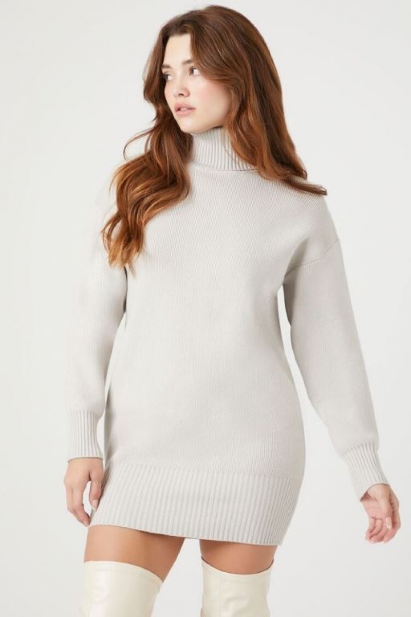 Vestido Forever 21 Turtleneck Mini Mujer Gris | I6GYCNVg3Ce