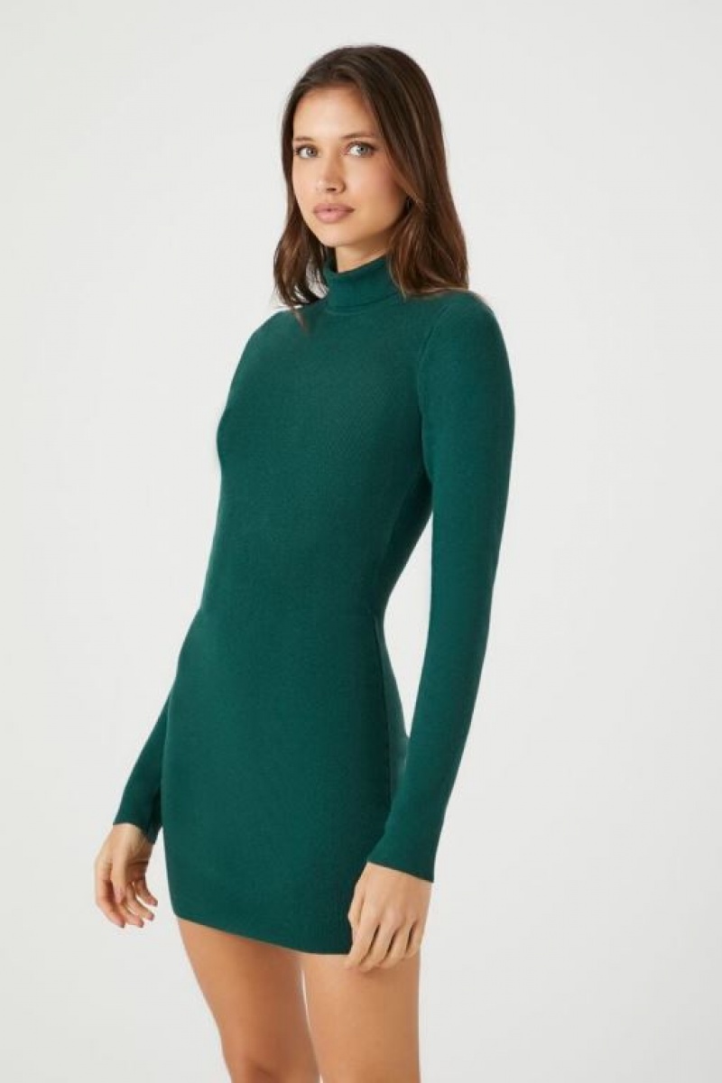 Vestido Forever 21 Turtleneck Mini Mujer Turquesa | 7ZpDTt2feRn