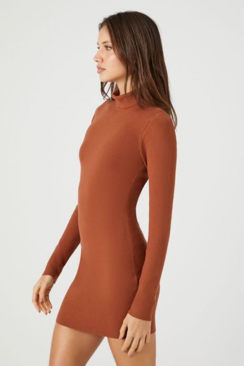 Vestido Forever 21 Turtleneck Mini Mujer Marrones | 4iLhkeMOQxP