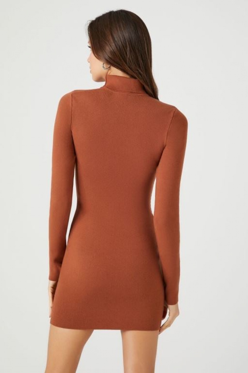 Vestido Forever 21 Turtleneck Mini Mujer Marrones | 4iLhkeMOQxP