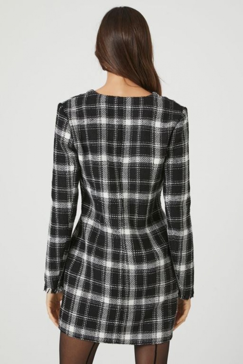 Vestido Forever 21 Tweed Plaid Mini Mujer Negras Blancas | 8QPdT3NJqzZ