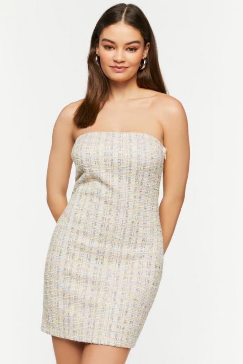 Vestido Forever 21 Tweed Tube Mini Mujer Blancas Multicolor | moWhPPlFBvF