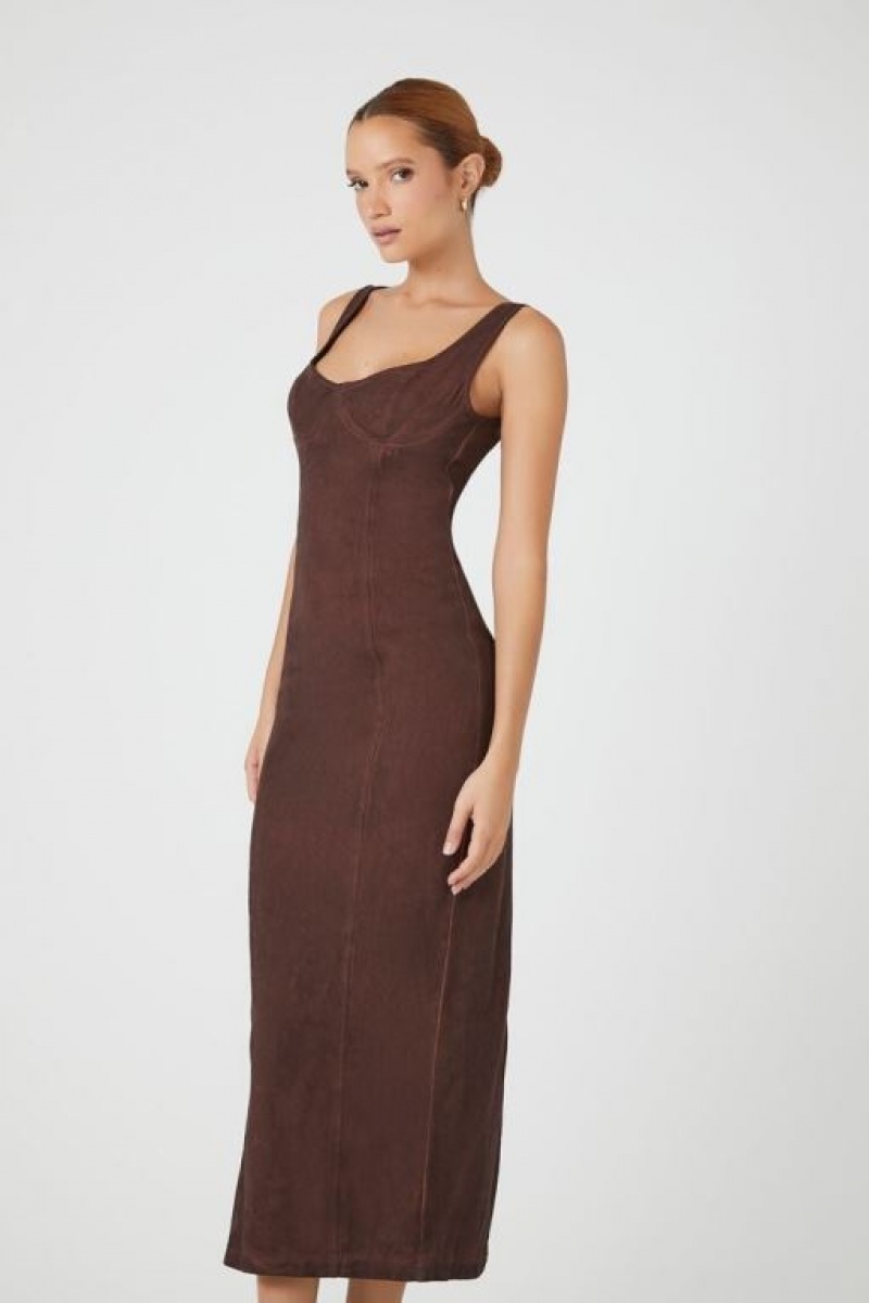 Vestido Forever 21 Twill Bustier Slit Midi Mujer Cappuccino | JhORqakbogY