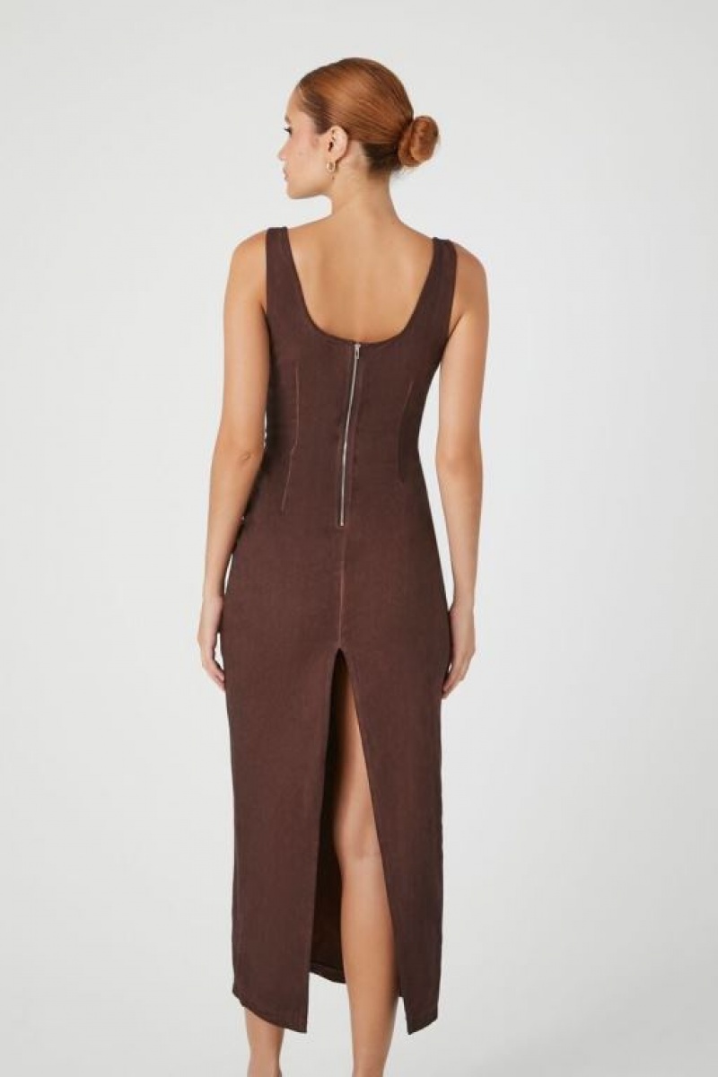 Vestido Forever 21 Twill Bustier Slit Midi Mujer Cappuccino | JhORqakbogY