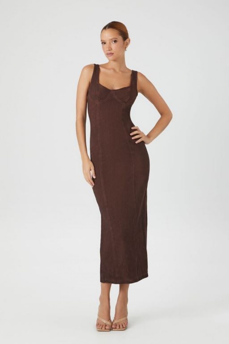 Vestido Forever 21 Twill Bustier Slit Midi Mujer Cappuccino | JhORqakbogY